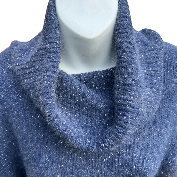 I.B. Diffusion Long Sleeve Silk Blend Cowl Neck Sweater Blue Pullover Size P - Picture 3 of 7